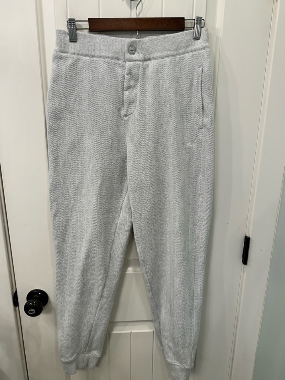 Kith Herringbone Knit Sweatpants Light Grey Button Joggers Men M / Women L
